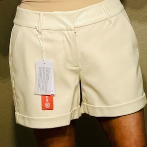 Dear John Ivory Faux Leather Shorts North Hampton Size 29 Cuffed Elevated Chic